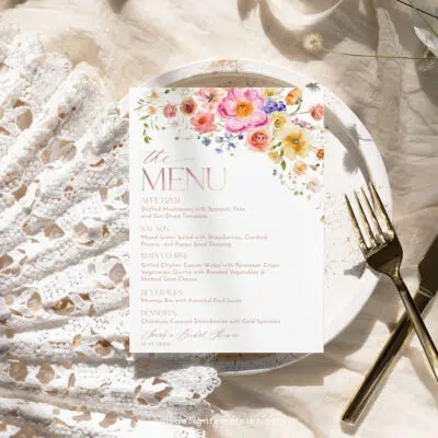 Bright Colorful Bridal Shower Brunch Menu Template A034