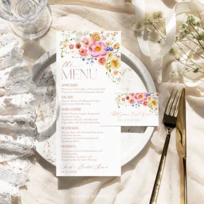 Bright Colorful Bridal Shower Brunch Menu Template A034
