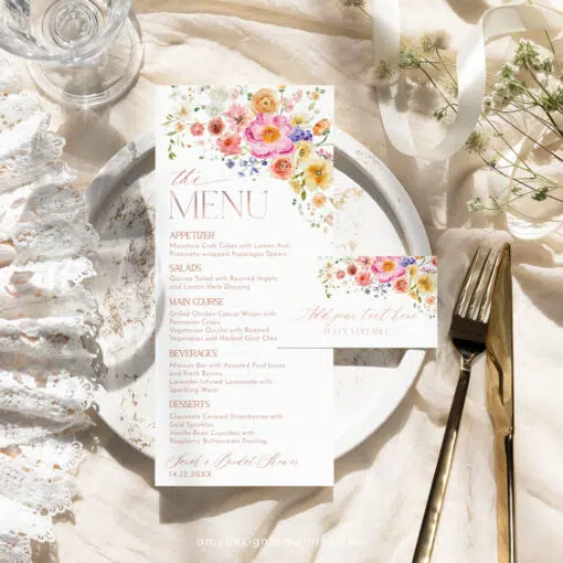 Bright Colorful Bridal Shower Brunch Menu Template A034