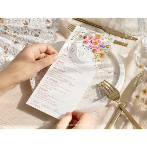 Bright Colorful Bridal Shower Brunch Menu Template A034