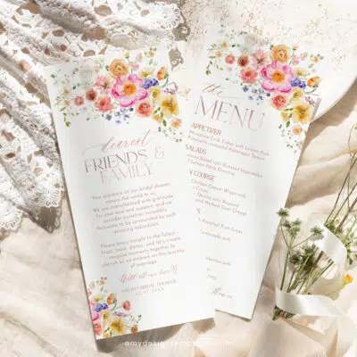 Floral Thank You Napkin Note Printable Template A034