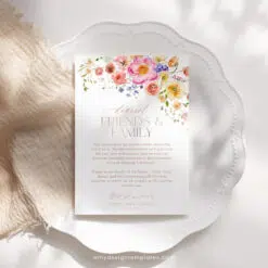 Floral Thank You Napkin Note Printable Template A034