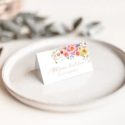 Bright Colorful Place Card Template A034