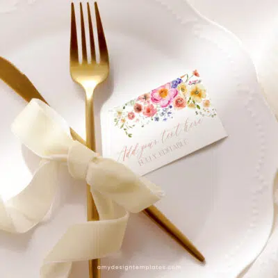 Bright Colorful Place Card Template A034