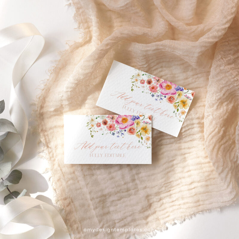 Custom Table Signs Template, Editable Bright Colorful Personalized Sign Printable Download Bright Colorful Place Card Template A034