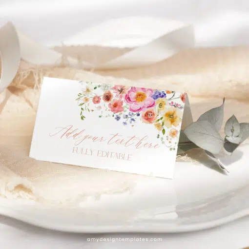 Bright Colorful Place Card Template A034