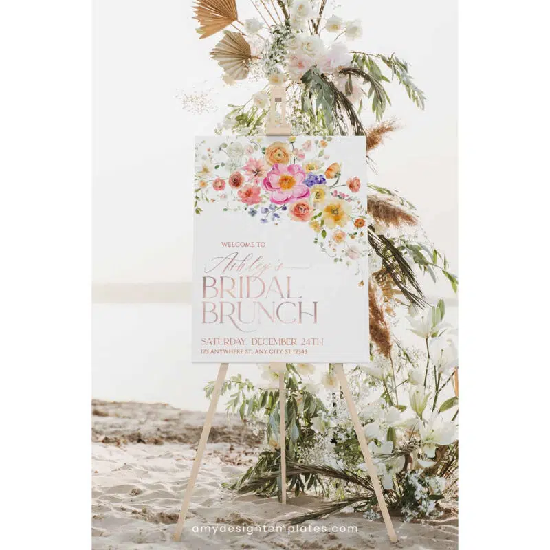 Bright Colorful Bridal Shower Brunch Welcome Sign Template A034