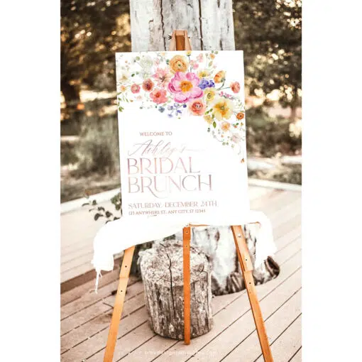 Bright Colorful Bridal Shower Brunch Welcome Sign Template A034