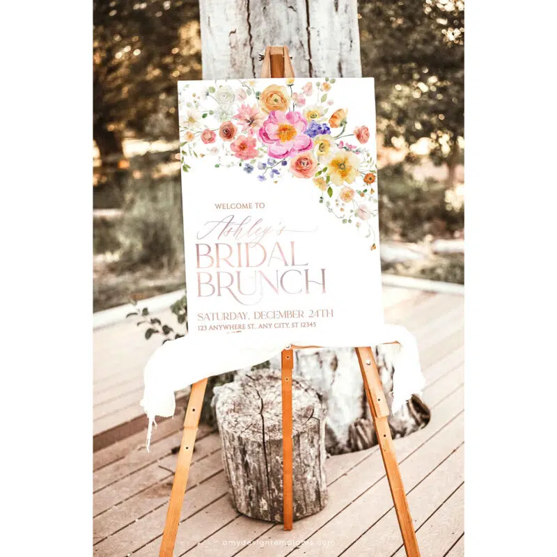 Bright Colorful Bridal Shower Brunch Welcome Sign Template A034
