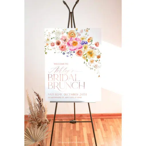 Bright Colorful Bridal Shower Brunch Welcome Sign Template A034