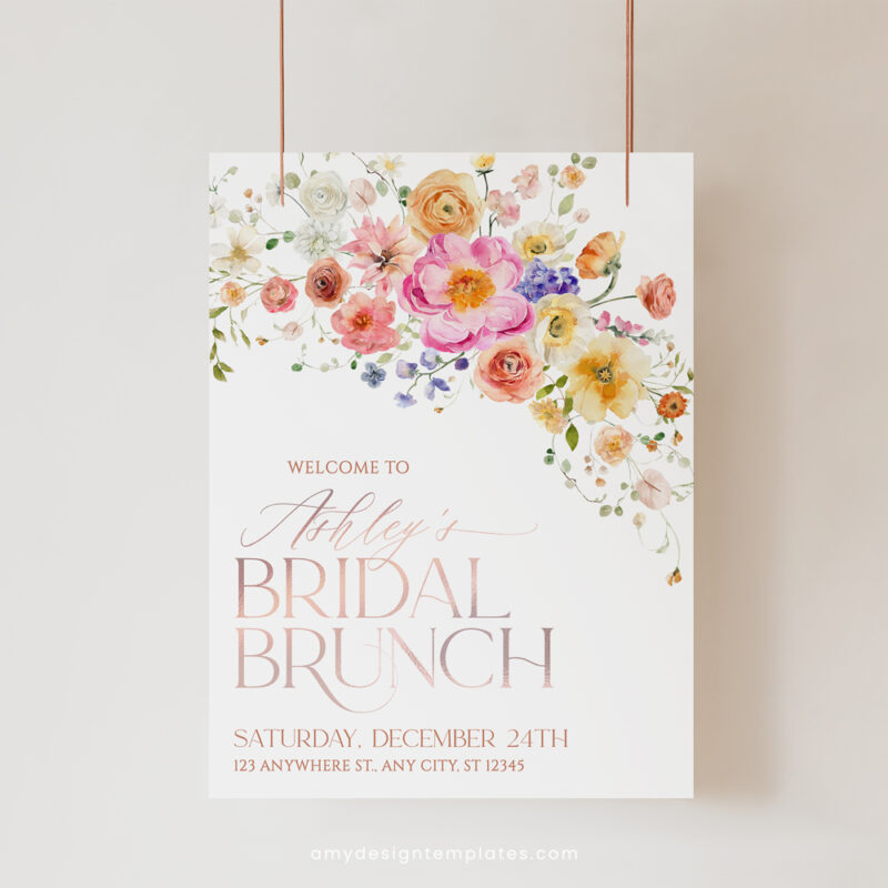 Bright Colorful Bridal Shower Welcome Sign Template | Printable Bridal Shower Brunch Signage Bright Colorful Bridal Shower Brunch Welcome Sign Template A034