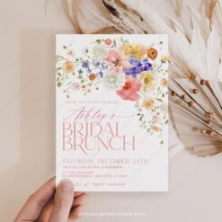 Vibrant Floral Bridal Brunch Invitation Template | Watercolor Shower Invitation