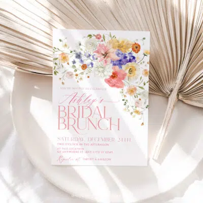 Bright & Colorful Bridal Brunch Invitation, Editable Wildflower Bridal Shower Brunch Template