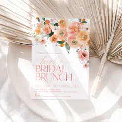 Citrus Bridal Brunch Invitation, Peachy Orange Floral Bridal Shower Brunch Editable Template