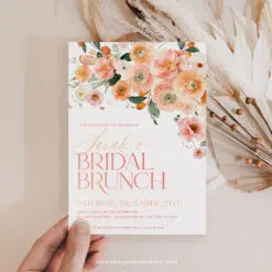 Citrus Bridal Brunch Invitation, Peachy Orange Floral Bridal Shower Brunch Editable Template