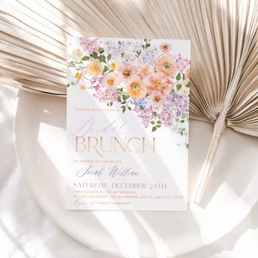 Spring Floral Bridal Brunch Invitation, Colorful Floral Garden Bridal Shower Editable Template