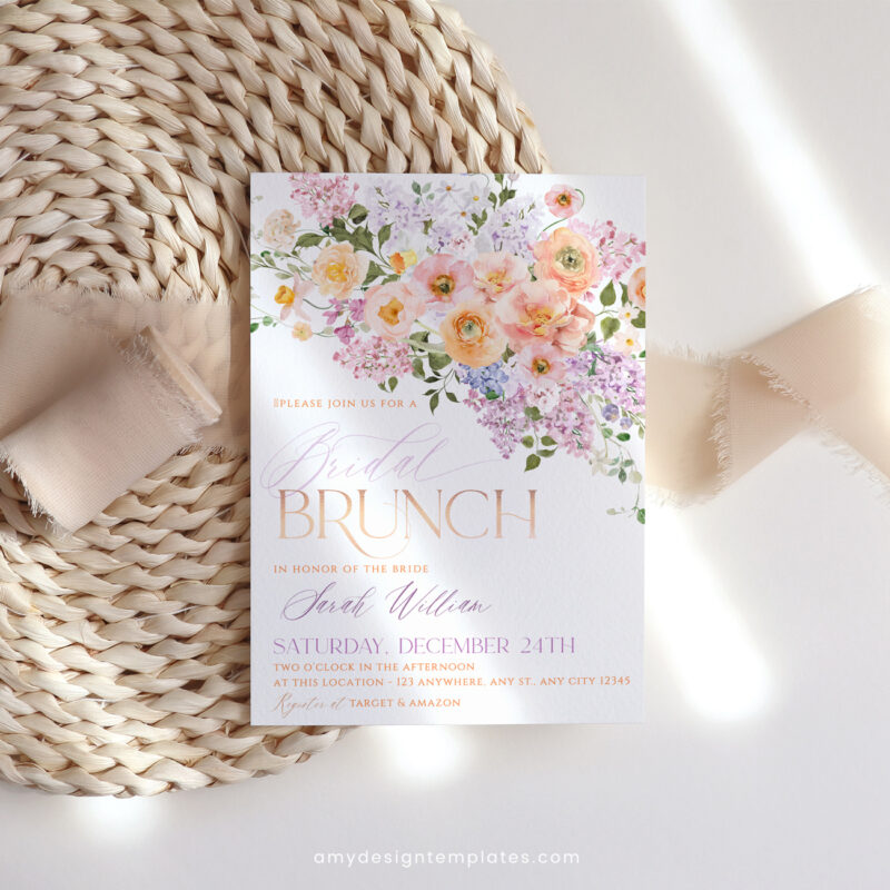 Spring Floral Bridal Brunch Invitation Editable Template – Instant Download Spring Floral Bridal Brunch Invitation, Colorful Floral Garden Bridal Shower Editable Template