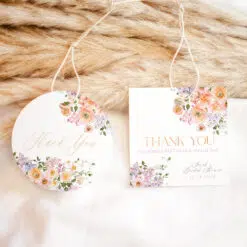 Peach Purple Wedding Favor Tags Printable
