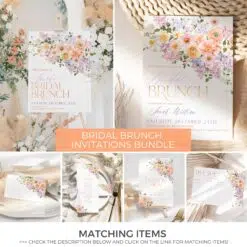 Peach Purple Bridal Brunch Invitation Template Bundle