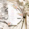 Bright Colorful Bridal Shower Brunch Menu Template – Peach Purple Floral A038