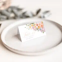 Bright Colorful Bridal Shower Brunch Menu Template – Peach Purple Floral A038