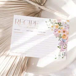 Editable Recipe Card Template – Floral Bridal Shower Brunch A038