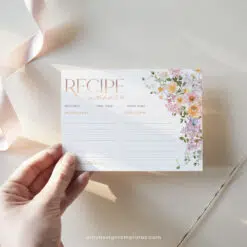 Editable Recipe Card Template – Floral Bridal Shower Brunch A038
