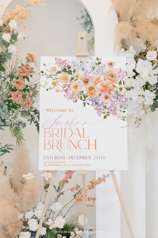 Spring Floral Bridal Shower Brunch Welcome Sign Template A038