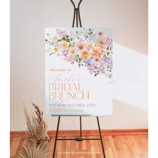 Spring Floral Bridal Shower Brunch Welcome Sign Template A038