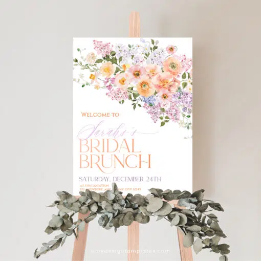 Spring Floral Bridal Shower Brunch Welcome Sign Template A038
