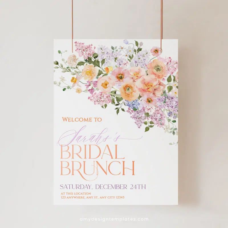 Spring Floral Bridal Shower Brunch Welcome Sign Template A038