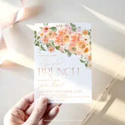 Peach Bridal Brunch Invitation, Orange Floral Bridal Shower Editable Template