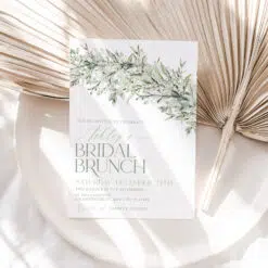 Greenery Bridal Brunch Invitation, Elegant Sage Green Bridal Shower Editable Template