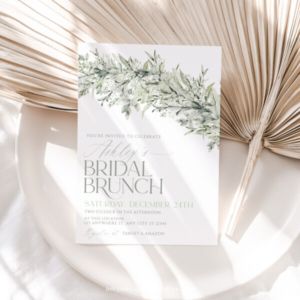 Greenery Bridal Brunch Invitation Template