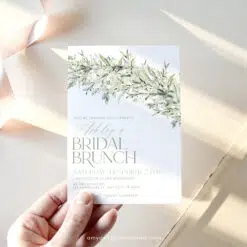 Greenery Bridal Brunch Invitation, Elegant Sage Green Bridal Shower Editable Template