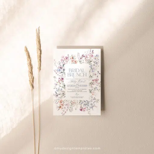 Wildflower Bridal Brunch Invitation, Prairie Flowers Bridal Shower Editable Template