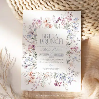 Wildflower Bridal Brunch Invitation, Prairie Flowers Bridal Shower Editable Template