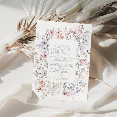 Wildflower Bridal Brunch Invitation, Prairie Flowers Bridal Shower Editable Template