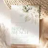Boho Greenery Bridal Brunch Invitation, Green Pampas Bridal Shower Editable Template