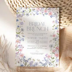 Bright Wildflower Bridal Brunch Invitation, Pastel Floral Bridal Shower Editable Template