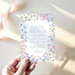 Bright Wildflower Bridal Brunch Invitation, Pastel Floral Bridal Shower Editable Template