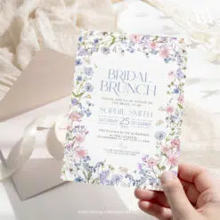 Bright Wildflower Bridal Brunch Invitation, Pastel Floral Bridal Shower Editable Template