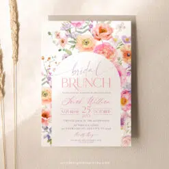Bright Floral Bridal Brunch Invitation, Vivid Flower Bridal Shower Editable Template