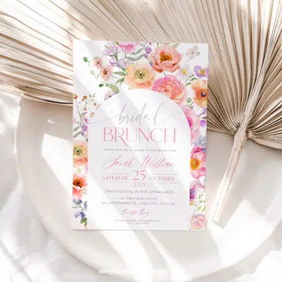 Bright Floral Bridal Brunch Invitation, Vivid Flower Bridal Shower Editable Template