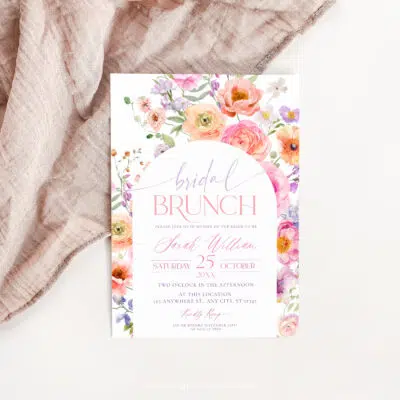 Bright Floral Bridal Brunch Invitation, Vivid Flower Bridal Shower Editable Template