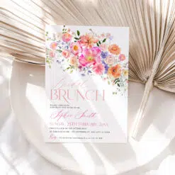 Bright Floral Bridal Brunch Invitation, Colorful Bridal Shower & Birthday Brunch Editable Template