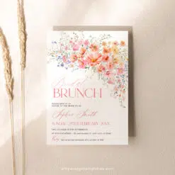Floral Bridal Brunch Invitation Editable template, Bright Colorful bridal brunch invite, Wildflower Bridal shower brunch A054