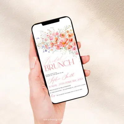 Floral Bridal Brunch Invitation Editable template, Bright Colorful bridal brunch invite, Wildflower Bridal shower brunch A054