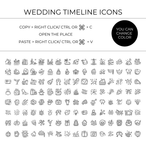 Wedding Timeline Icons Canva Template