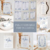 Blue French Toile Wedding Invitation Bundle Canva Template | Elegant Minimalist Wedding 50+ Templates Something blue wedding stationery bundle vintage minimalist Canva template